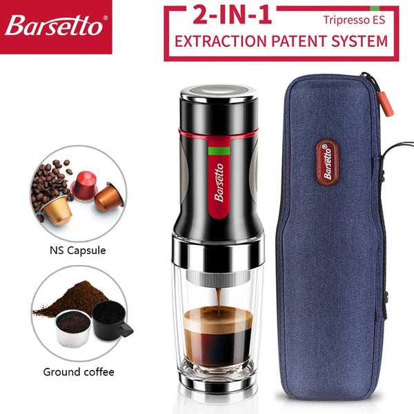 Barsetto Coffee Machine Manual Coffee Maker Capsule Outdoor Travel Hand  Press Espresso Powder Maker Portable Mini Mill Tools